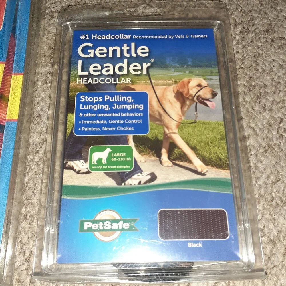 NEW! X2 LEASHES GENTLE LEADER HEADCOLLAR & HALTI HARNESS STOP PULLING DOG SIZE L